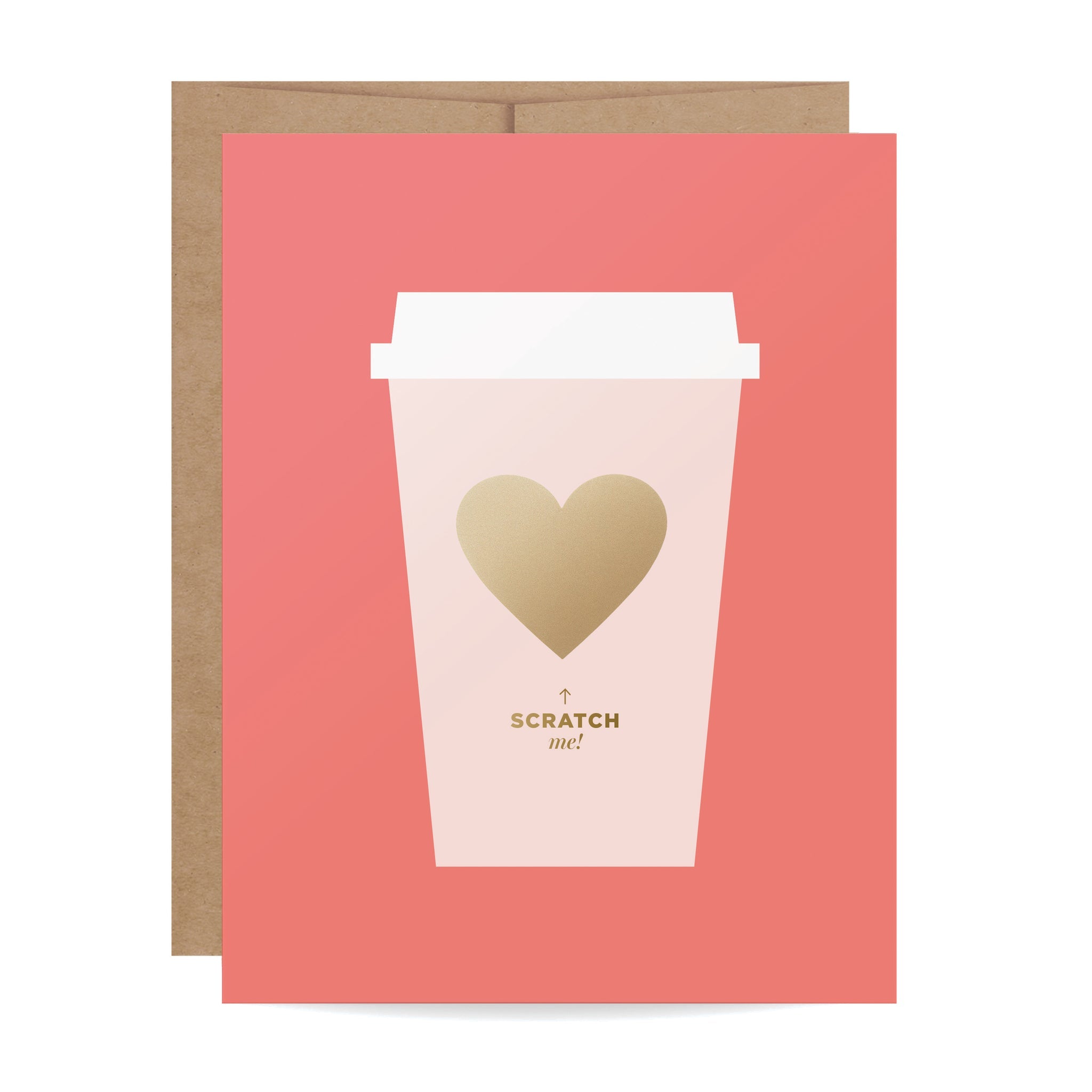 Coffee Love Scratch-Off Greeting Card with gold heart and hidden DIY message – Funky Confetti